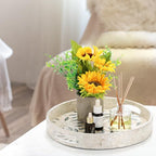 Mother of Pearl Decorative Serving Tray, 12 Inch Round Decorative Table Tray, Wood Coffee Table Ottoman Tray with Handles for Home Decor, Centerpiece Display,Tea, Breakfast