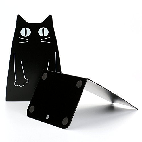 TOBSON Cute Cat Heavy Duty Bookend Nonskid Bookends Art Decoration,A Pairs(Black) - color: Black