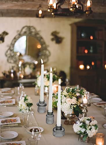 Vixdonos Taper Glass Candlestick Holders Tealight Candle Holders for Table Centerpieces, Wedding Decor and Dinner Party (3 Pcs, Gray) - color: Gray, size: 3 Pcs