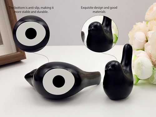 Small Birds Statues Figurine Black Home Bathroom Decor Modern Style Bird Decorative Ornaments for Office Desktop, Living Room, Bedroom, Cabinets, Knick Knacks, Bookshelf(Black Birds 2Pcs) - color: Black