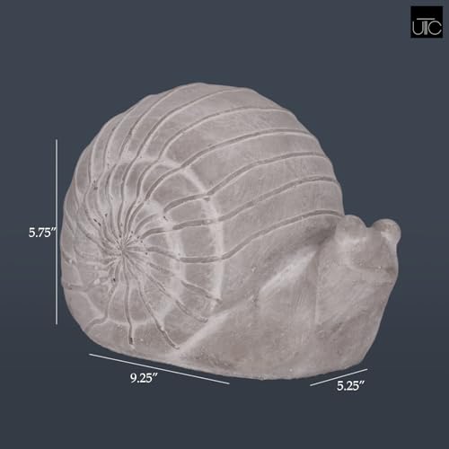 Modern Small Ribbed Grass Snail Figurine, Unique Cement Figurines, Handcrafted Decorative Washed Concrete Finish White Sculpture for Home, Garden, Office: 9.25"x5.25"x5.75"H - size: 9.25"x5.25"x5.75"H