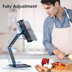 CreaDream Tablet Stand for iPad, Aluminum Tablet Holder with Heavy-Duty Base for Desk, Fully Adjustable Angle, Compatible with iPad Pro Air Mini, Galaxy Tab, Surface Pro, Kindle 4.7''-13", Black - size: High - Two Arm