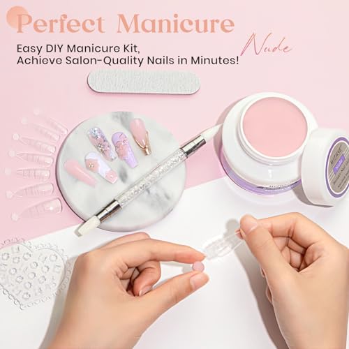 MIZHSE 3D Nail Art Gel Sculpting Gel, Solid Nail Builder Gels 2.1 oz 60g Nude Builder Hard Gels for Nails Non-Sticky for Extensions with 24pcs Dual Forms and Silicone Pen Nails Art Manicure Set - color: Nude