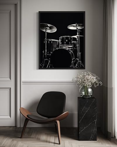 Drum Set Art Music Poster - Musical Instrumental Wall Art Print - Black and White - Photography Musical Art - Bedroom or Office Living Room Decor 137 (Drum Set, 16 x 20 inches, Unframed) - color: Drum Set, size: 20"L x 16"W