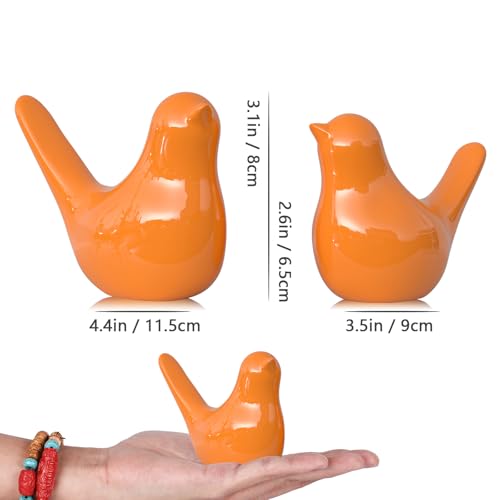 XMGZQ Small Ceramic Bird Statue and Sculpture for Home Decor Accents,Modern Animal Ornaments for Living Room,Bedroom,Coffee Table Centerpiece,Bookshelf,Cabinets,Cute Knick Knacks for Shelves (Orange) - color: Orange