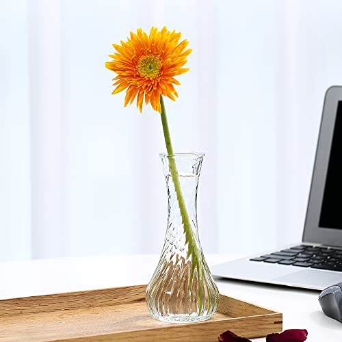 Set of 24 Glass Vase, Bud Vases in Bulk with Lace for Floral Arrangements, Events, Home Decor Weddings, Table Centerpiece (Clear, 24)