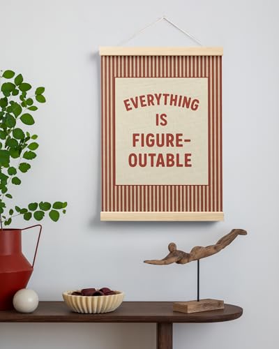 FGFK Everything Is Figureoutable Positive Affirmations Wall Art Poster Hanger Frame, Retro Red Inspirational Canvas Prints Framed Wall Decor for Office Classroom Home Bedroom, 12x16 Inch - color: Retro Red