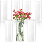 7pcs Glass Cylinder Vases for Centerpieces - 10 Inch Tall Glass Vases for Flower, Clear Flower Vase Bulk Floating Candle Vase for Table Centerpiece Wedding Home Décor - size: 7 Pack 10 Inch