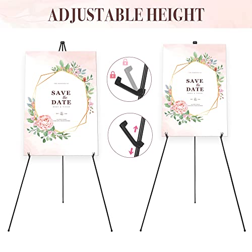 Easel Stand for Wedding Sign & Poster 63'' Easels for Display Portable Art Easel for Floor Adjustable Metal Easel Black 2 Pack - style: Black 2 Pack