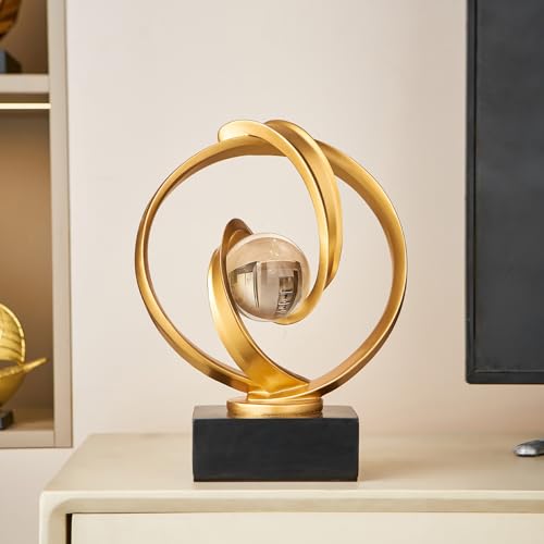 Modern Gold Statue Decor for Living Room, Abstract Art Sculptures Home Décor Accents for Coffee Table TV Stand Bookshelf, Resin Decorations for Dining Room Office Bedroom - color: F-gold