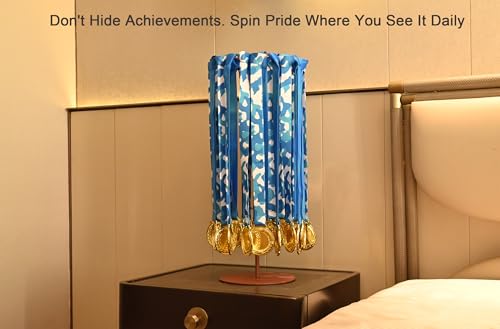 Medal Hanger Display Rotating | Wall-Safe Tabletop Running Medal Stand Holds 45+ Race Medals | Heavy-Duty Metal Base with Quick Assembly Rack | Perfect for Marathon & Sports Awards Display - color: Rose