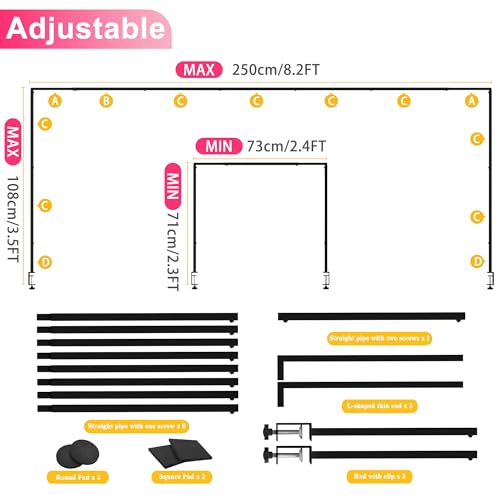 Over The Table Rod Stand with Clamps Adjustable 13''-42'' Tall 29"-98" Length Black Table Arch Hanging for Wedding Birthday Party Halloween Christmas - color: Black