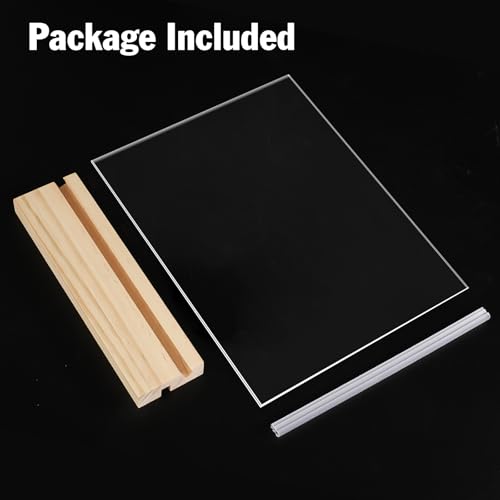 xydstay 2pack 8.5x11 Acrylic Sign Holder with Wood Base for Picture Frames,L/T Shape Double Slot Design for Vertical or Slant Back Display, for Restaurant, Office, School, Store and Home Use - size: 2 pack