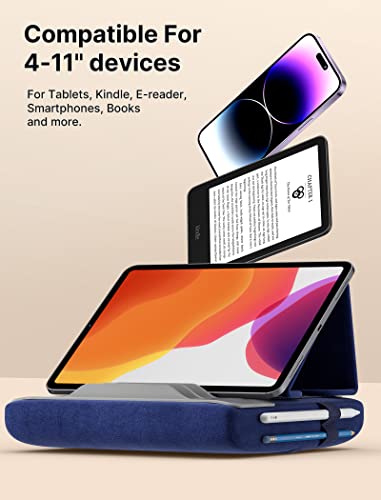 JSAUX Tablet Pillow Stand, Tablet Stand Holder Dock for Lap, Bed and Desk Compatible with iPad Pro 11 10.5 9.7 10.2 Air Mini, Kindle, Tablets, Phones, E-Reader, Books and More 4-11'' devices Navy Blue - color: Navy Blue