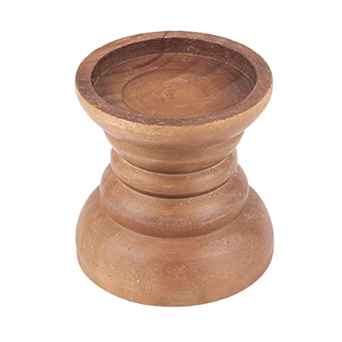 Stonebriar Small Decorative Natural Wood Pillar Candle Holder 4 inch - color: Brown, size: 4 inches