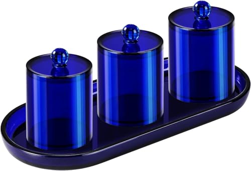 SheeChung Acrylic Vanity Tray, 2 Pack, 9.65 in x 4.5 in x 0.79 in, Catchall Tray, Countertop Sink Tray Dispenser, Sturdy Holder for Cabinet, Shelf, Cupboard, or Closet Organization (Blue) - color: Blue Acrylic, size: 2 Pack (9.65" x 4.5" x 0.79")
