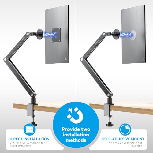 Jakeko Strong Magnetic Portable Monitor Desk Clamp - 75mm VESA Mount 4.7" 12.9" 15.6" 16" 17.3" 18.5 inch 360° Rotate Base Tablet Holder Arm JK07B1 - size: Up to 18.5''