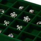 24 Girds Velvet Jewelry Ring Tray Earring Organizer Tray Jewelry Organizer Display Trays for Ring Earrings Storage (Green) - size: 24 Grid for Earring/Ring