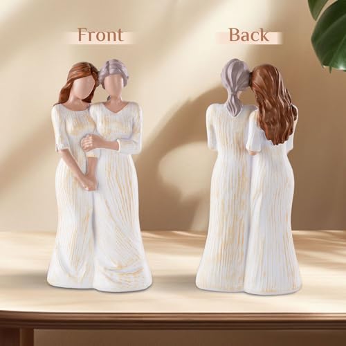 Storieme Mom Birthday Gifts from Daughter: 7.7" Hand-Painted Mother Daughter Resin Figurine Statue - Sentimental Mothers Day Home Shelf Decor for Women - style: Side by Side