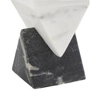 Deco 79 Marble Geometric Decorative Sculpture Stacked Pyramid Home Decor Statue with White Diamond Center, Accent Figurine 4" x 4" x 10", White - size: 4" x 4" x 10"