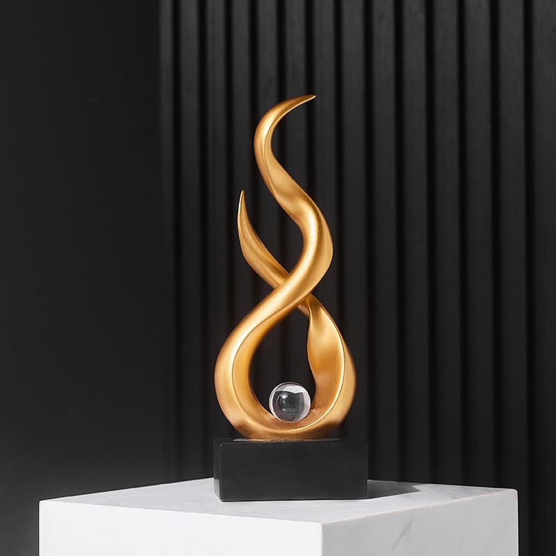 Modern Abstract Art Table Decoration,Resin Gold Statue Modern Ornaments for Living Room Great Gift Idea Home Decor 5 * 2.5 * 10.5 inch,Collectibles