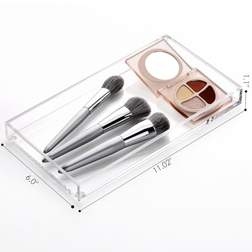DINGHUO Bathroom Vanity Perfume Tray Acrylic Rectangle Soap Holder for Countertop, Clear Kitchen Sink Organizer for Candle, Jewelry, Keys - 1 Pack - style: Large Acrylic Tray