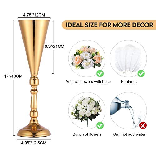 10 Pcs Gold Vase Wedding Centerpieces for Tables Centerpiece Table Decorations Metal Tall Artificial Flower Vases for Wedding Reception Party Birthday Event Home Decor