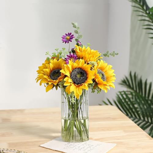 Gute 6 Inch Glass Vases for Decor, Flower Vase for Home Decor, Modern Decorative Clear Vase Centerpieces Living Room, Kitchen - size: 6inch