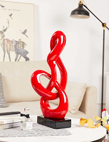 Sculpture Music Note Decor Modern Statue Gifts Treble Clef Figurine Polyresin Arts Red 23 inch - color: Red