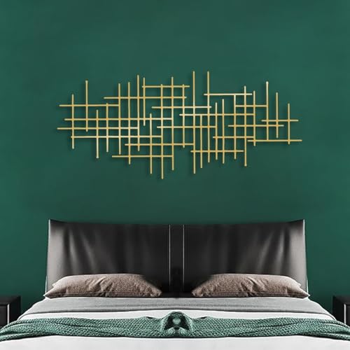 OZF Metal Geometric Line Wall Art, Modern Minimalist Abstract Metal Line Art Wall Decor for Living Room Bedroom Office Kitchen Dining Room (Gold, 48 x 21 in | 121 x 53cm) - color: Gold, size: 48L"x21W"
