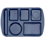 G.E.T. 6 Compartment School Cafeteria Tray, Left Handed, 10" x 15", Navy Blue (4 Pack) - color: Navy Blue, size: 10" x 15", style: 4 Pack Left Handed Trays