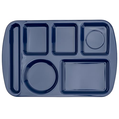 G.E.T. 6 Compartment School Cafeteria Tray, Left Handed, 10" x 15", Navy Blue (12 Pack) - color: Blue, size: 10" x 15", style: 12 Pack Left Handed Trays