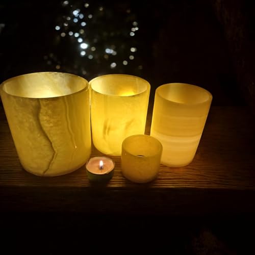 Alabaster Candle Holder Egyptian Handmade – Luxurious Tealight Holder with Soft Glow – Natural Stone for Home, Spa & Meditation – Décor Piece, Relaxing Ambience Multiple Sizes.(Small) - size: Small