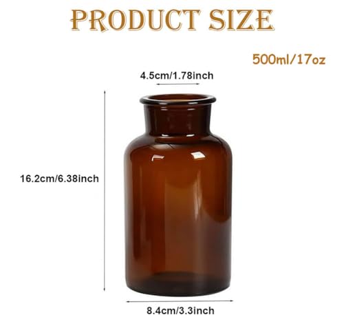500ml Empty Amber Glass Vase Small Bud Vase Apothecary Jars Decorative Glass Bottles Tabletop with Creative Rope Design for Home Decor Centerpiece Wedding Party Wedding Rustic Home Table Decor