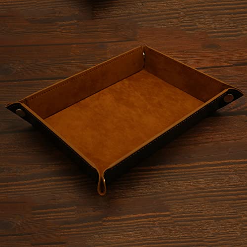 Valet Organizer - Catchall Tray for Jewelry, Wallets, Watches, Keys, Coins, Phones, Glasses - Perfect for Nightstand, Desk, Entryway - color: Brown