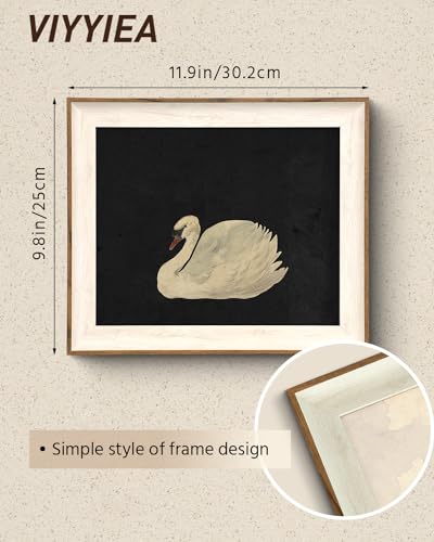 VIYYIEA Framed Wall Art for Living Room, Swan Art Canvas Prints, Vintage Home Decor, Animals Painting Picture, Bathroom Wall Decor Gifts for Friends or Family - 12L x 10W - color: Animal-【Zwaan】, size: 12"L x 10"W