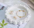 Aotea Crafts - Beaded Scalloped Jewelry Dish Tray Plate - Modern Aesthetic Ring Dish - Concrete Handcrafted Trinket Tray - Smooth Texture - Ivory White - 6.3 inch