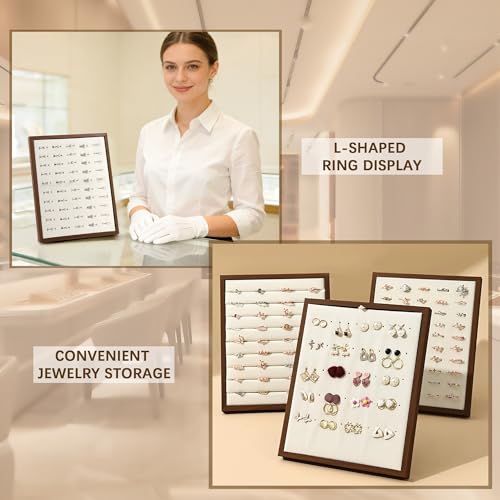 Homeanda Ring Display Stand - 50 Slots L-Shaped Velvet Jewelry Tray Ring Board Earrings Organizer for Vendors - style: L-Shape 50 Slots