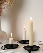 DN DECONATION Candlestick Candle Holders, Black Metal Candle Stick Holders for Taper Candlesticks, Farmhouse Candle Holders, Small Iron Candle Holder with Handle, Set of 3