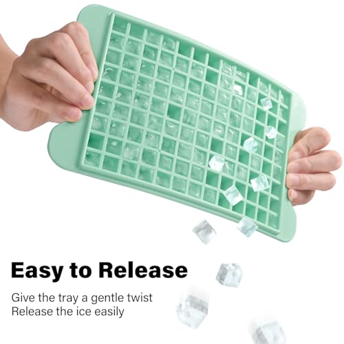 Mini Ice Cube Tray for Freezer: FDDBI Small Ice Trays for Freezer with Bin - 117×4PCS Easy Release Nugget Ice Tray - Crushed Ice Tray with Container - color: Green