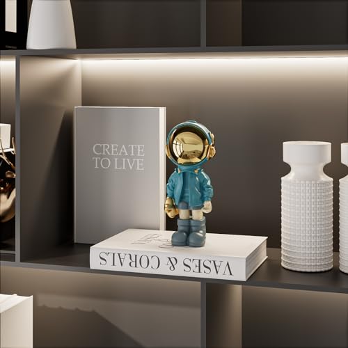 EZ4ENCE Small Figurine Statue Astronaut Sculpture Decor,Sculpture for Home Decor,Arts Blue Shelf Decoration,Cool Metal Mask Table Decor,Mini Ornament - color: Blue, size: Medium
