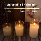 Rechargeable Flameless Candle, Flashing LED Pillar Real Wax Candle with Remote Control and Timer, Teardrop Wick, Clear Glass Electronic Candles, 1 Set of 5 - color: White Glass -Droplet 5P