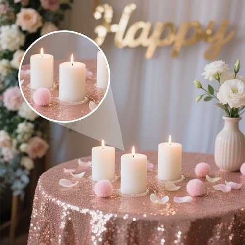 4PCS 4 Inch Clear Glass Candle Plates & Pillar Candle Holders - Small Round Candle Bases/Coasters for Dining & Wedding Table Centerpieces(Candle Not Included)