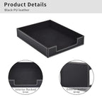 Leather 1-Layer Letter Tray Stackable File Document Tray,A4 Paper Case Rack Desk Office Supplies Organizer Holders,Desktop Organization, Pen Mail Magazine Storage Box(Black) - color: Black