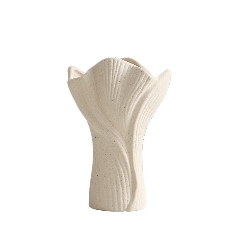 White Ceramic Vase – Nordic Minimalist Unglazed Stoneware Flower Vessel, Living-Room Centerpiece, Boho-Soft Furnishing Accent (08 Models (Small)) - color: 08 Models (Small)