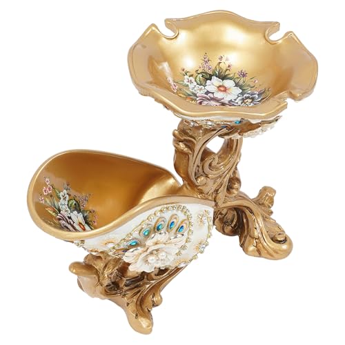 Tabletop Wine Rack Golden Luxury Cameo Flower Diamond Wine Glass Display Holder, Holds 1 Wine Bottle and 3 Wine Glasses Wine Decor for Kitchen Bar Gifts
