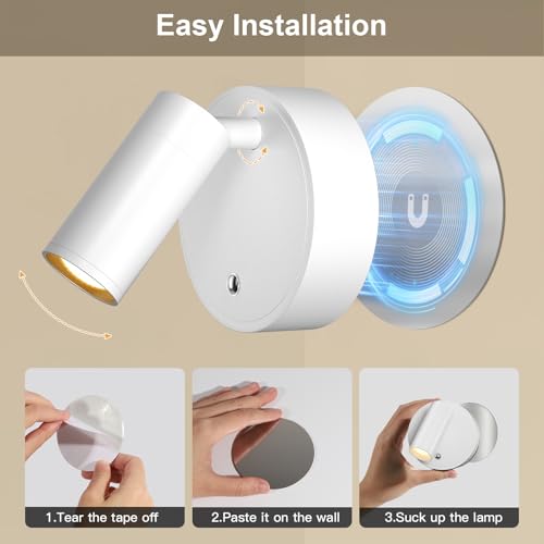 Kimjo Spot Lights Indoor, 4000mAh Rechargeable Plant Spotlight Indoor with Remote, Battery Operated Picture Lights with Timer Dimmable, Uplighting for Wall Art Display - color: White
