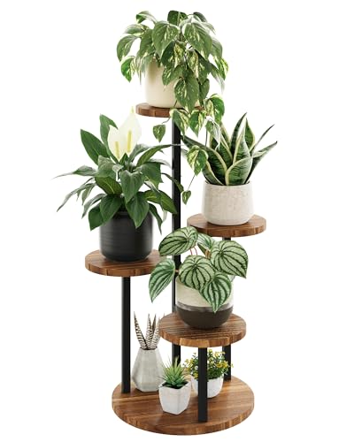 Bamworld Plant Tables Indoor Corner Plant Stand Tall Metal Wood Plant Shelf Outdoor Indoor Plant Table Rack 4 Tier Tier Plant Stand Garden Accessories for Living Room Balcony Patio - size: 4 Tier