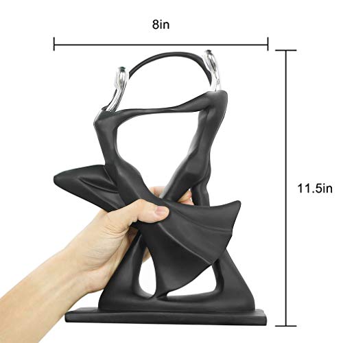 DreamsEden Romantic Couple Art Dancing Sculpture, Anniversary Wedding Statue Abstract Ornament Figurine Home & Office Decor (Double Dance) - color: Black, Dance
