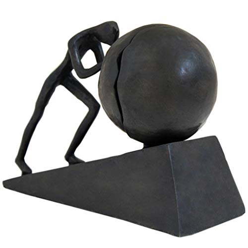 Briskfeel Man with Sphere Iron Statue Metal Sisyphus Sculpture Sportsman Art Metal Ornament Figurine Home and Office Decor (B2 Strong) - color: B2 Strong